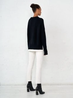 LLC21058_BLACK/CREAM Varsity Sweater