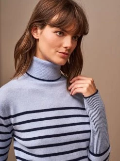 LLC21249_LT-BLUE/NAVY Knitwear AAA Lean Lines Turtleneck