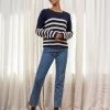 LLC21380_NAVY/CREAM Monogram Mini Striped Toujours Sweater 2 LLC21380_NAVY/CREAM Monogram Mini Striped Toujours Sweater