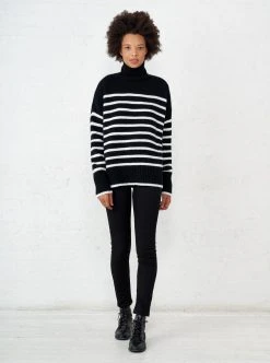 LLC21124_BLACK/CREAM Knitwear Marin Turtleneck