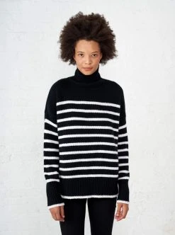 LLC21124_BLACK/CREAM Knitwear Marin Turtleneck