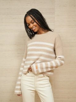 LLC21310_PINK/DIJON Mini Striped Toujours Sweater Monogram