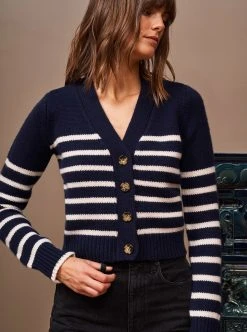 LLC21243_NAVY/CREAM Monogram Mini Marin Cardigan 20 LLC21243_NAVY/CREAM Monogram Mini Marin Cardigan