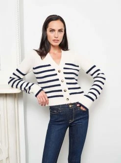 LLC21243_CREAM/NAVY Monogram Mini Marin Cardigan