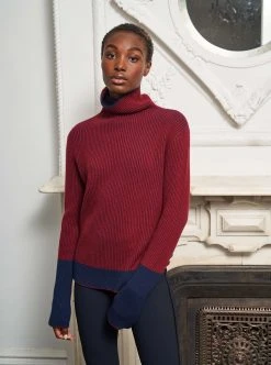 LLC21015_BURGUNDY/NAVY AAA Turtleneck