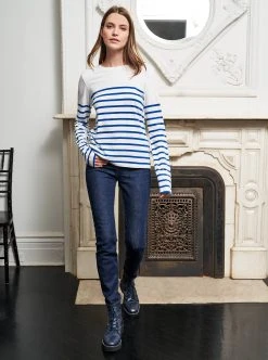 LLC21012_WHITE/BLUE Lean Lines Tee Tees