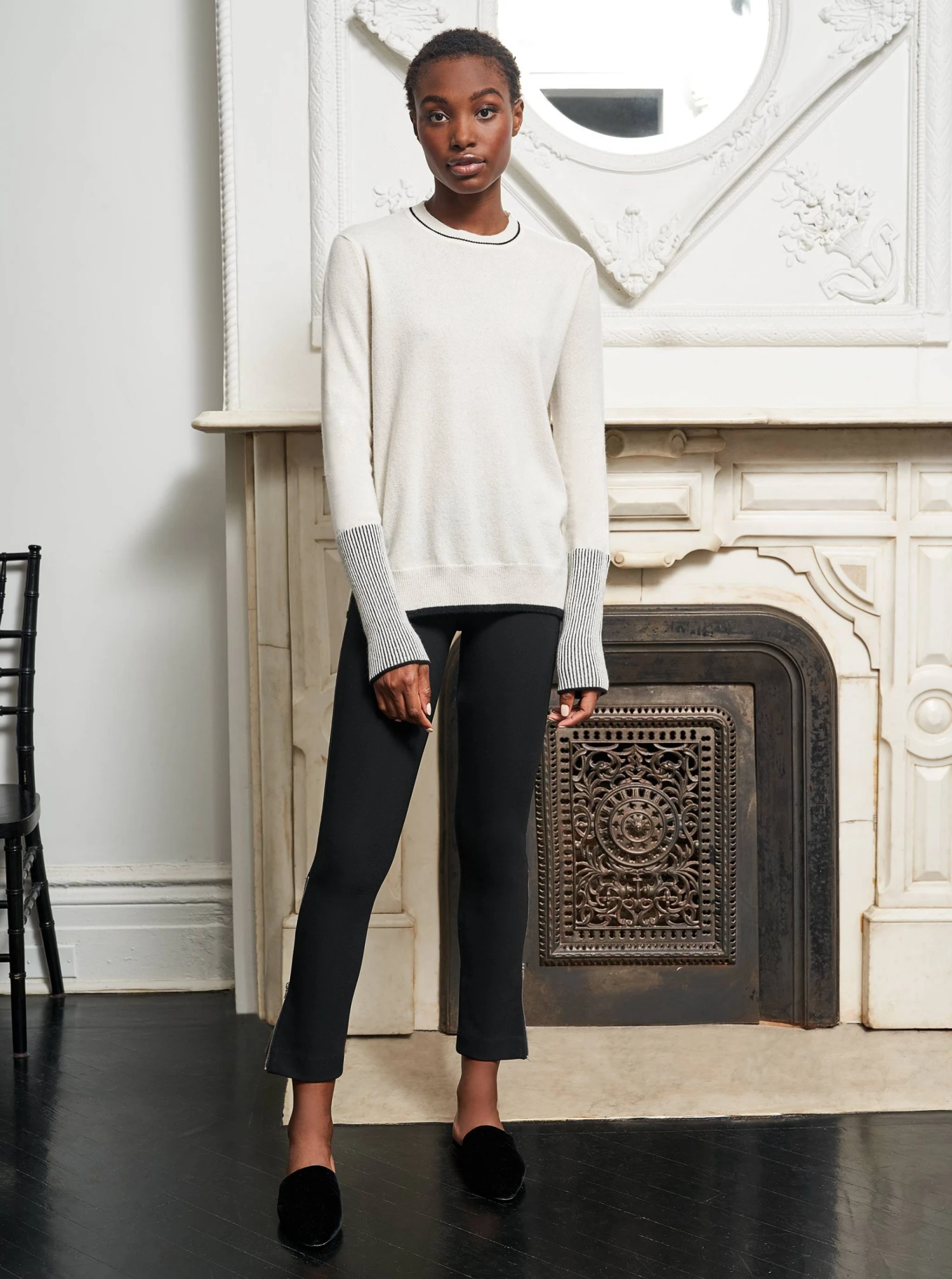 LLC21102_CREME/BLACK AAA Sweater 3 LLC21102_CREME/BLACK AAA Sweater