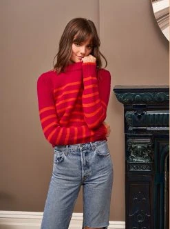 LLC21123_BERRY/BLOOD-ORANGE Monogram Mini Marin Sweater