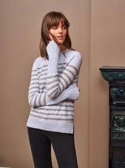 LLC21037_PALE BLUE/GREY/CREME AAA Lean Lines Sweater Knitwear