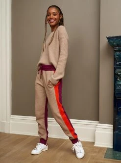 LLC24029_CAMEL MELANGE / RED VIOLET / POPPY RED Pants Aprés Jogger
