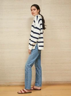 LLC21704_CREAM/NAVY Bateau Sweater Knitwear
