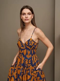 LLC13381_NAVYCOGNAC Bee Dress Dresses