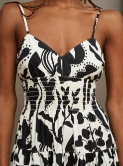 LLC13381_IVORY/BLACK Bee Dress