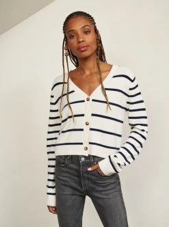 LLC21587_CREAM/NAVY Knitwear Block Stripe Cardigan 11 LLC21587_CREAM/NAVY Knitwear Block Stripe Cardigan