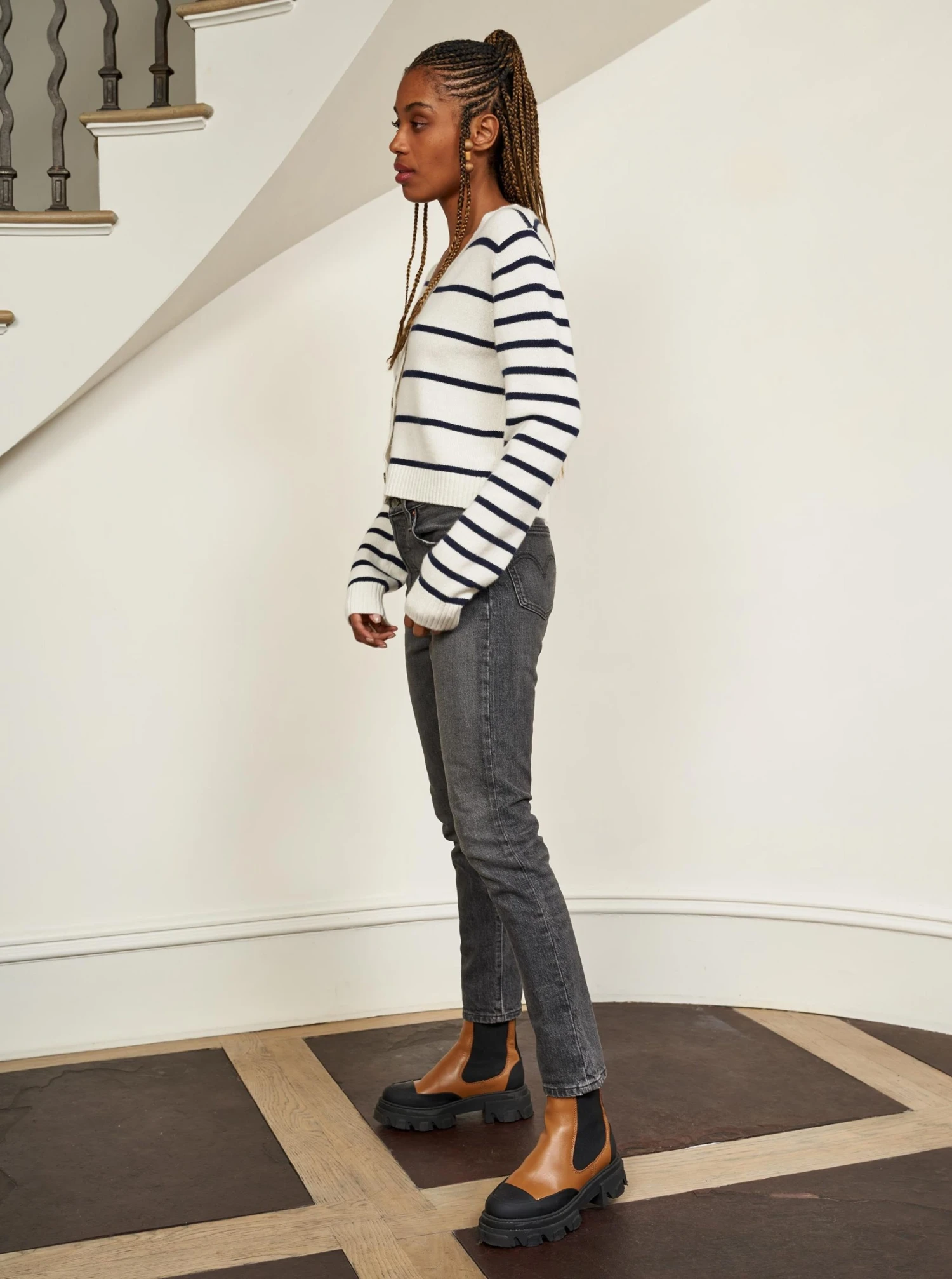 LLC21587_CREAM/NAVY Knitwear Block Stripe Cardigan 9 LLC21587_CREAM/NAVY Knitwear Block Stripe Cardigan