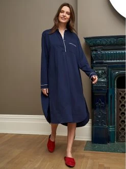 LLC23042_NAVY / WHITE Bonne Nuit Shirt Dress 19 LLC23042_NAVY / WHITE Bonne Nuit Shirt Dress