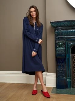 LLC23042_NAVY / WHITE Bonne Nuit Shirt Dress 16 LLC23042_NAVY / WHITE Bonne Nuit Shirt Dress