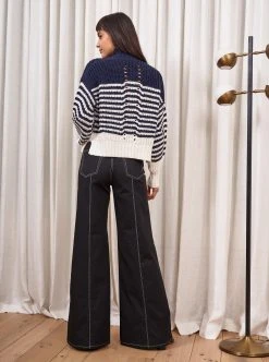 LLC21408_NAVY/CREAM Knitwear Bretagne Sweater