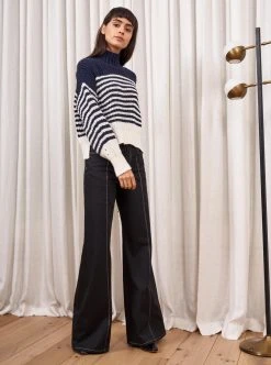 LLC21408_NAVY/CREAM Knitwear Bretagne Sweater