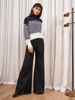 LLC21408_NAVY/CREAM Knitwear Bretagne Sweater