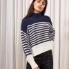 LLC21408_NAVY/CREAM Knitwear Bretagne Sweater