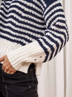 LLC21408_NAVY/CREAM Knitwear Bretagne Sweater