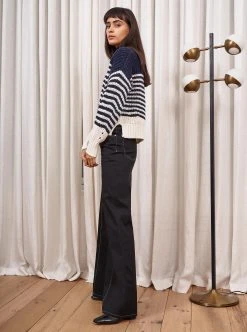 LLC21408_NAVY/CREAM Knitwear Bretagne Sweater