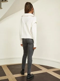LLC21517_CREAM Knitwear Cable Bastien Sweater