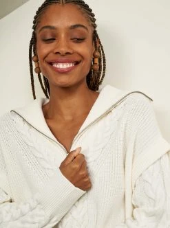 LLC21517_CREAM Knitwear Cable Bastien Sweater