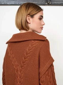 LLC21517_RUST Cable Bastien Sweater Knitwear