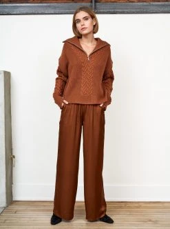 LLC21517_RUST Cable Bastien Sweater Knitwear