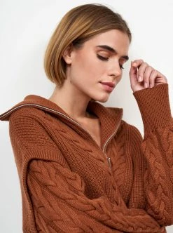 LLC21517_RUST Cable Bastien Sweater Knitwear