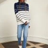 LLC21630_NAVY/CREAM Color Block Marin Sweater Knitwear