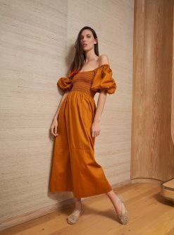 LLC13127_BURNT ORANGE Daisy Dress