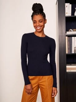 LLC21548_NAVY Knitwear Fine Line Sweater