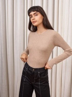 LLC21548_TAN Fine Line Sweater