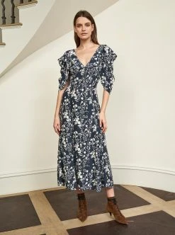 LLC13343_NAVY/CREAM Flora Dress Dresses