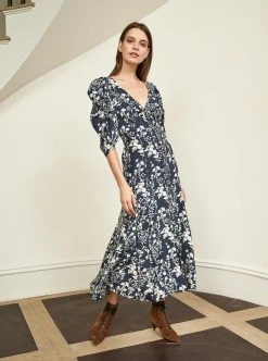 LLC13343_NAVY/CREAM Flora Dress Dresses