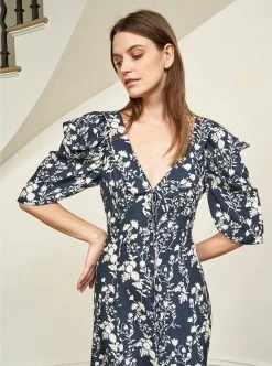 LLC13343_NAVY/CREAM Flora Dress Dresses