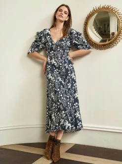 LLC13343_NAVY/CREAM Flora Dress Dresses