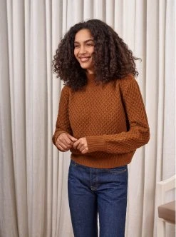 LLC21544_RUSTY BROWN Honeycomb Mini Mockneck 14 LLC21544_RUSTY BROWN Honeycomb Mini Mockneck