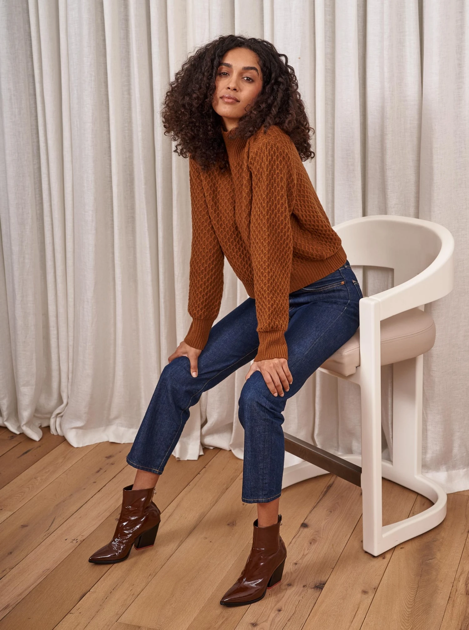 LLC21544_RUSTY BROWN Honeycomb Mini Mockneck 3 LLC21544_RUSTY BROWN Honeycomb Mini Mockneck