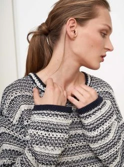 LLC21566_IVORY/NAVY Knitwear Jeanne Sweater