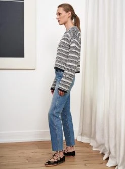 LLC21566_IVORY/NAVY Knitwear Jeanne Sweater