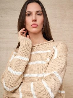 LLC21524_CAMEL/CREAM Marina Sweater