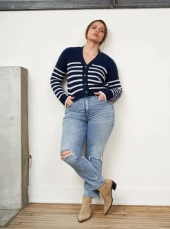 LLC21243_NAVY/CREAM Monogram Mini Marin Cardigan 22 LLC21243_NAVY/CREAM Monogram Mini Marin Cardigan