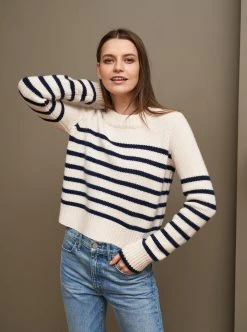 LLC21123_CREAM/NAVY Mini Marin Sweater Monogram