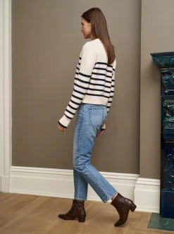 LLC21123_CREAM/NAVY Mini Marin Sweater Monogram