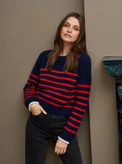 LLC21123_NAVY/RED Mini Marin Sweater