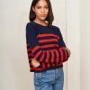 LLC21380_NAVY/ORANGEY RED Mini Striped Toujours Sweater Monogram